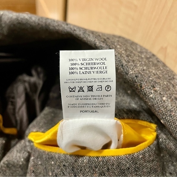 CIRCLE OF GENTLEMEN 100% Virgin Wool Grey Blazer Brown Suede Elbow Patch Size 50 - Picture 13 of 13